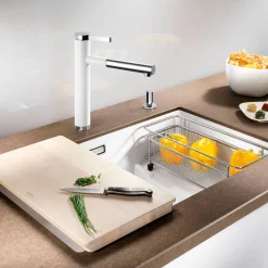 Blanco Linee-S Single Lever Pull Out Kitchen Mixer Tap with Silgranit Matching Finish