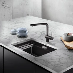 Blanco Linus-S Vario Single Lever Mono Pull Out Kitchen Mixer Tap with Silgranit Matching Finish