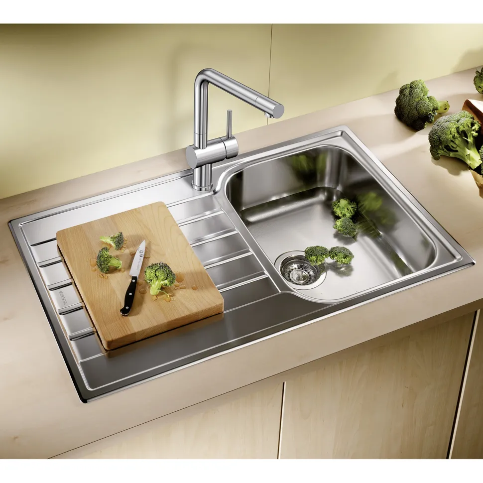 Blanco Livit 45 S Salto 1 Bowl Brushed Stainless Steel Kitchen Sink & Waste with Reversible Drainer - 860 x 500mm