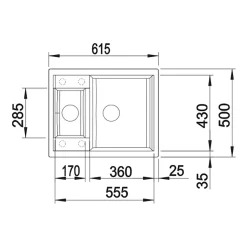 Blanco Metra 6 1.5 Bowl Inset Silgranit Composite Kitchen Sink & Waste - 615 x 500mm
