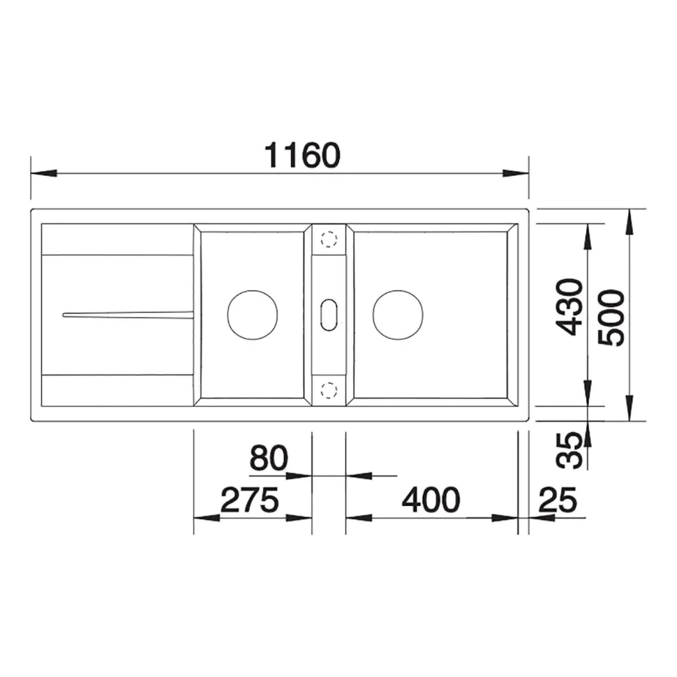 Blanco Metra 8 S 1.5 Bowl Inset Silgranit Composite Kitchen Sink & Waste with Reversible Drainer - 1160 x 500mm