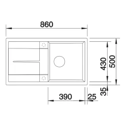 Blanco Metra 5 S Compact 1 Bowl Inset Silgranit Composite Kitchen Sink & Waste with Reversible Drainer - 860 x 500mm