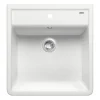 Blanco Panor 1 Bowl Crystal Gloss White Wall Mounted Belfast Ceramic Kitchen Sink & Waste with Tap Ledge - 600 x 630mm
