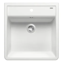 Blanco Panor 1 Bowl Crystal Gloss White Wall Mounted Belfast Ceramic Kitchen Sink & Waste with Tap Ledge - 600 x 630mm