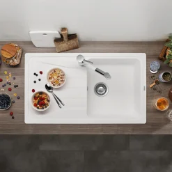 Blanco Sona 5 S Compact 1 Bowl Inset Silgranit Composite Kitchen Sink & Waste with Reversible Drainer - 860 x 500mm