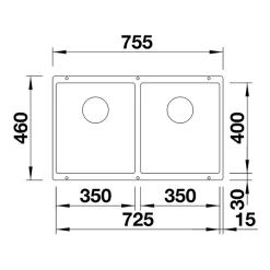 Blanco Subline 2 Bowl Undermount Silgranit Composite Kitchen Sink & Waste - 755 x 460mm