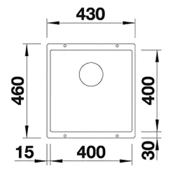 Blanco Subline 400-U Compact 1 Bowl Undermount Silgranit Composite Kitchen Sink & Waste - 430 x 460mm