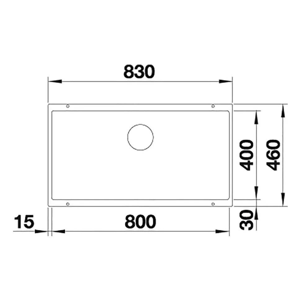 Blanco Subline 800-U Extra Large 1 Bowl Undermount Silgranit Composite Kitchen Sink & Waste - 830 x 460mm