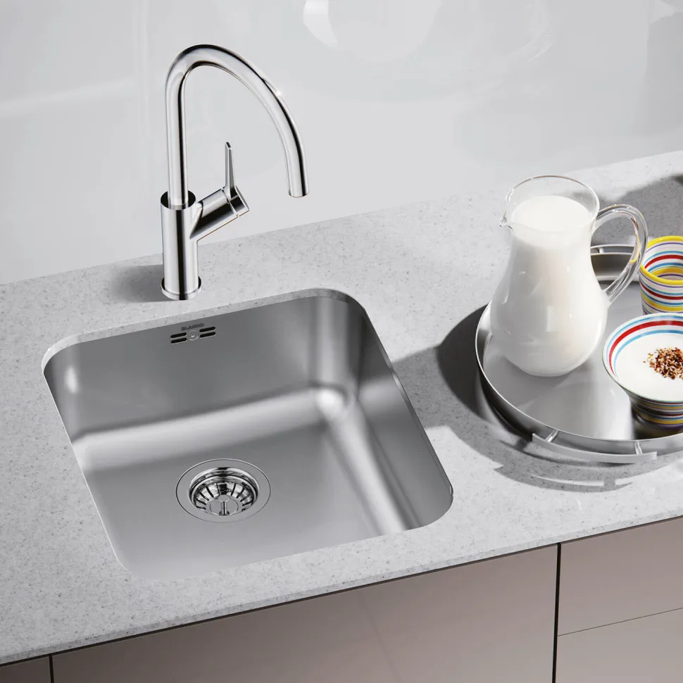Blanco Supra 450-U 1 Bowl Undermount Brushed Stainless Steel Kitchen Sink & Waste - 480 x 430mm