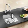 Blanco Supra 340-U Compact 1 Bowl Undermount Brushed Stainless Steel Kitchen Sink & Waste - 370 x 430mm