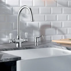 Blanco Vicus Twin Lever WRAS Approved Traditional Mono Kitchen Mixer Tap - Chrome
