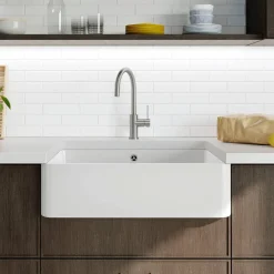 Blanco Villae Belfast Farmhouse Extra Large 1 Bowl Crystal Gloss White Ceramic Kitchen Sink & Waste - 795 x 460mm
