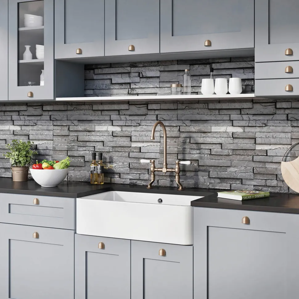 Blanco Villae Belfast Farmhouse Extra Large 1 Bowl Crystal Gloss White Ceramic Kitchen Sink & Waste - 795 x 460mm