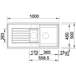Blanco Zia 6 S 1.5 Bowl Inset Silgranit Composite Kitchen Sink & Waste with Reversible Drainer - 1000 x 500mm