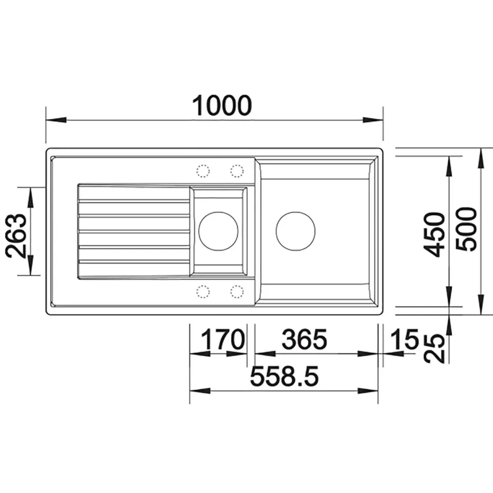 Blanco Zia 6 S 1.5 Bowl Inset Silgranit Composite Kitchen Sink & Waste with Reversible Drainer - 1000 x 500mm