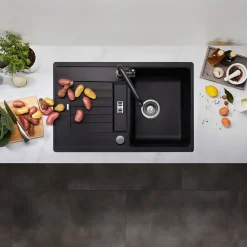 Blanco Zia 45 S Compact 1.5 Bowl Inset Silgranit Composite Kitchen Sink & Waste with Reversible Drainer - 780 x 500mm