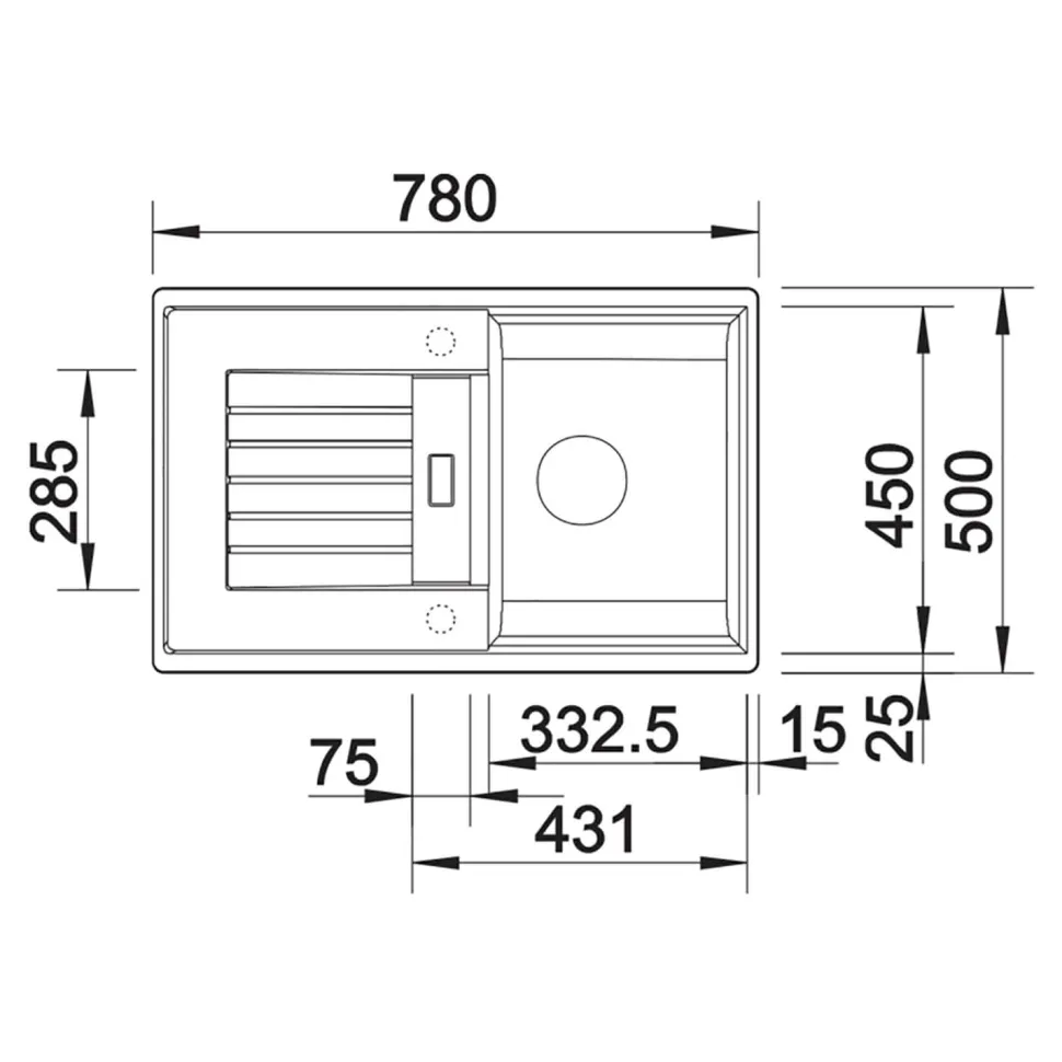 Blanco Zia 45 S Compact 1.5 Bowl Inset Silgranit Composite Kitchen Sink & Waste with Reversible Drainer - 780 x 500mm