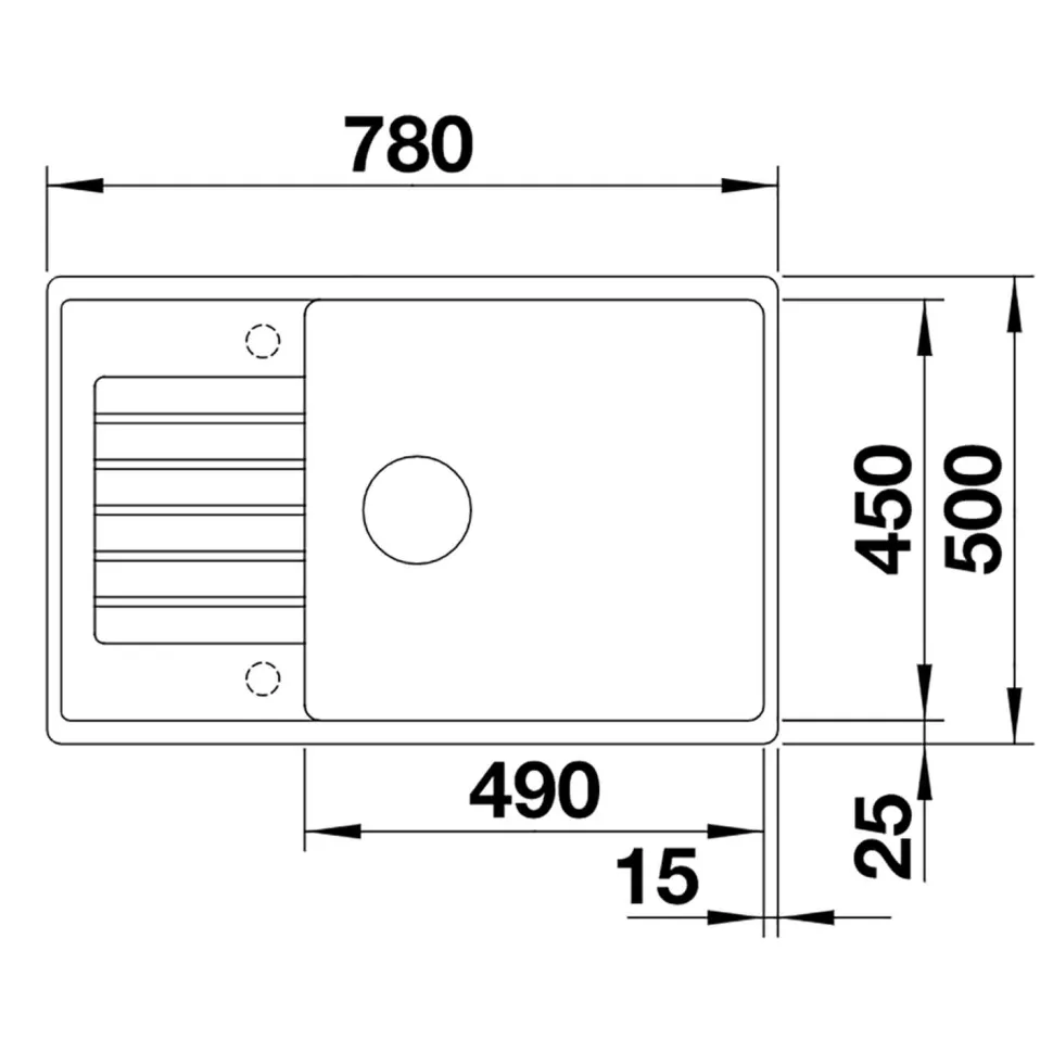 Blanco Zia XL 6 S Compact 1 Bowl Inset Silgranit Composite Kitchen Sink & Waste with Reversible Drainer - 780 x 500mm