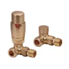 Brenton Designer Corner Thermostatic Radiator Valves - Brushed Brass