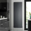 Brenton Flat Double Panel Vertical Radiator - Anthracite - 1800 x 600mm