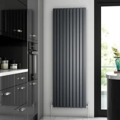 Brenton Flat Double Panel Vertical Radiator - Anthracite - 1800 x 600mm