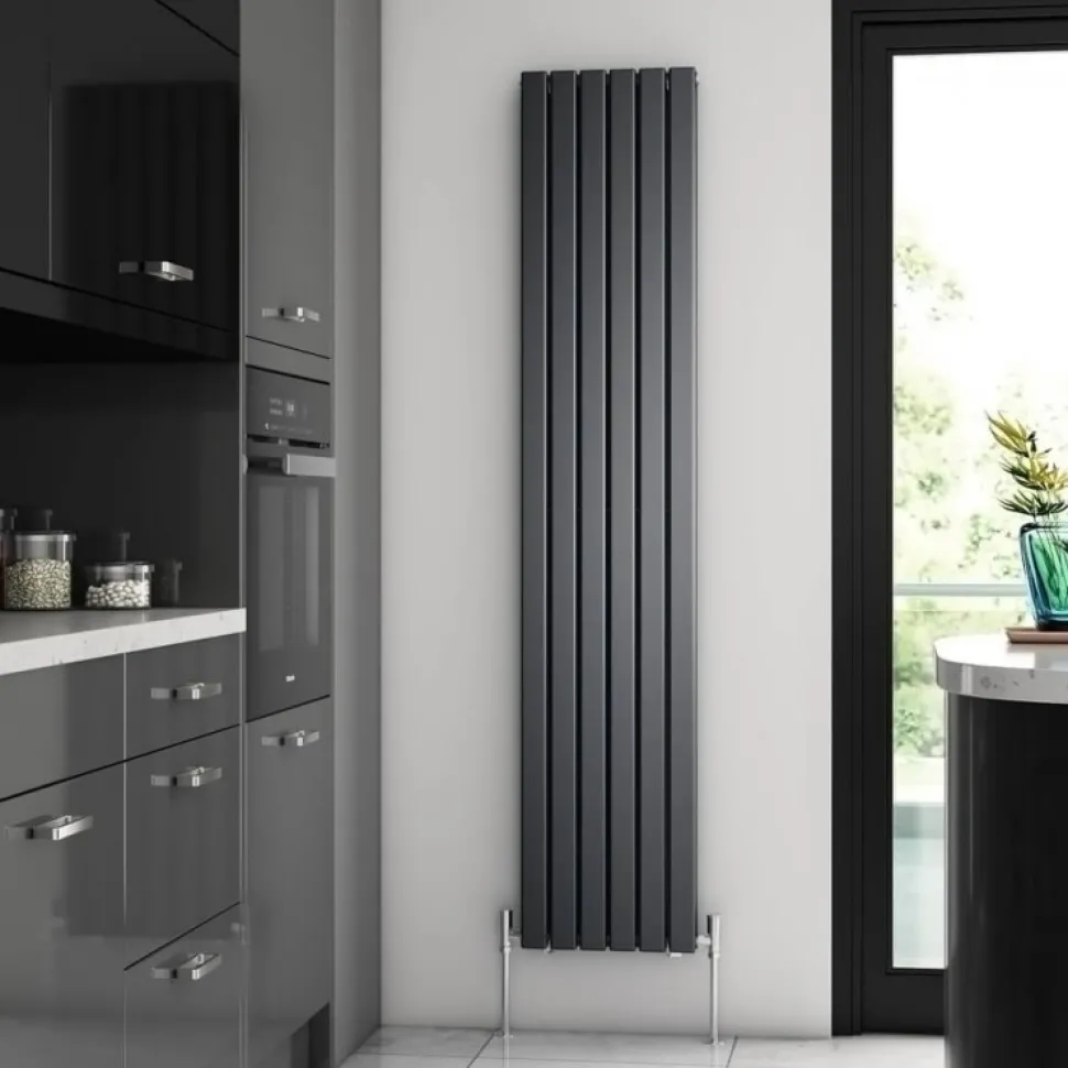 Brenton Flat Double Panel Vertical Radiator - 1800mm x 360mm - Anthracite