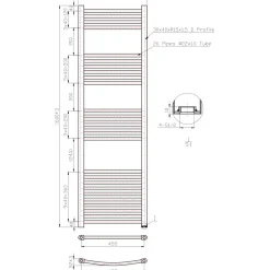 Brenton Matt Black Straight Heated Flat Towel Rail