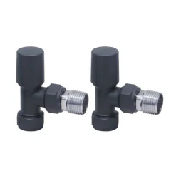 Brenton 15mm Angled Manual Radiator Valves - Carbon Anthracite