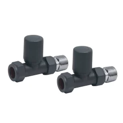 Brenton 15mm Straight Manual Radiator Valves - Anthracite