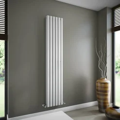 Brenton Oval Double Panel Vertical Radiator - White - 1800 x 360mm