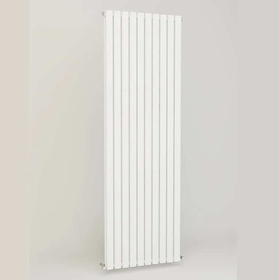 Brenton Oval Double Panel Vertical Radiator - White - 1800 x 600mm