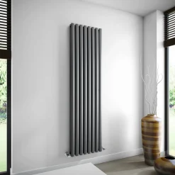 Brenton Oval Double Panel Vertical Radiator - Anthracite - 1800 x 480mm
