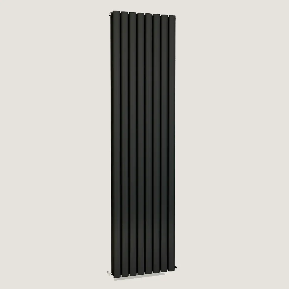 Brenton Oval Double Panel Vertical Radiator - Anthracite - 1800 x 480mm