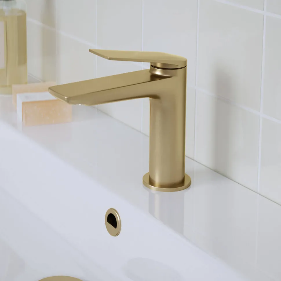 Britton Bathrooms Greenwich Mono Basin Mixer Tap - Brushed Brass