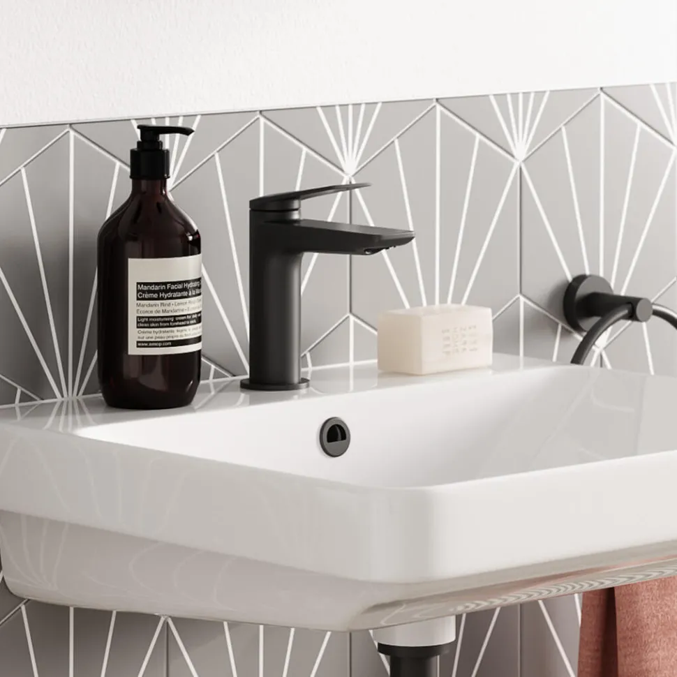 Britton Bathrooms Greenwich Mono Basin Mixer Tap - Matt Black