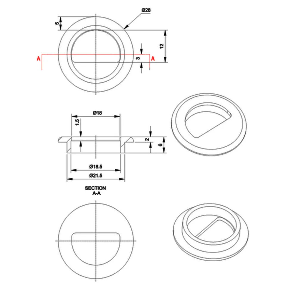 Britton Bathrooms Hoxton Overflow Ring