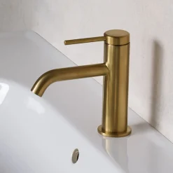 Britton Bathrooms Hoxton Slim Basin Mixer Tap - Brushed Brass