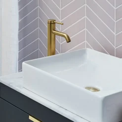 Britton Bathrooms Hoxton Slim Tall Basin Mixer Tap - Brushed Brass