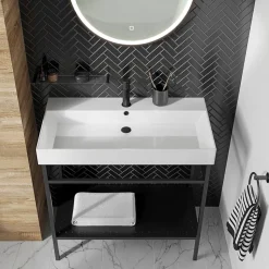 Britton Bathrooms Slotted Basin Waste - Matt Black