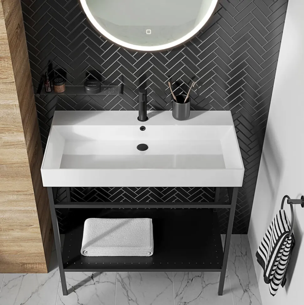 Britton Bathrooms Slotted Basin Waste - Matt Black