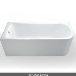 Britton Bathrooms Viride Single Ended Offset J-Shaped Bath, Panel & Cradle - 1700 x 750mm