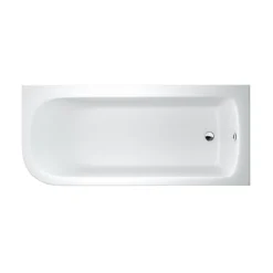 Britton Bathrooms Viride Single Ended Offset J-Shaped Bath, Panel & Cradle - 1700 x 750mm