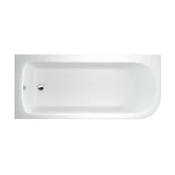 Britton Bathrooms Viride Single Ended Offset J-Shaped Bath, Panel & Cradle - 1700 x 750mm