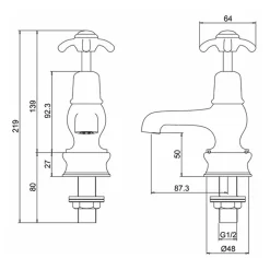 Burlington Anglesey 3 Inch Basin Pillar Taps