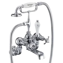 Burlington Anglesey Regent Tall Wall Mounted Bath Shower Mixer with Straight Valves