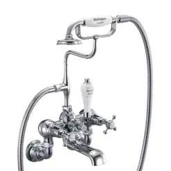 Burlington Anglesey Regent Tall Wall Mounted Bath Shower Mixer with Straight Valves