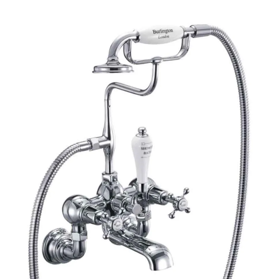 Burlington Anglesey Regent Tall Wall Mounted Bath Shower Mixer with Straight Valves