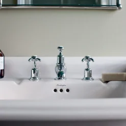 Burlington Anglesey 3 Tap Hole Basin Mixer with Pop-up Waste