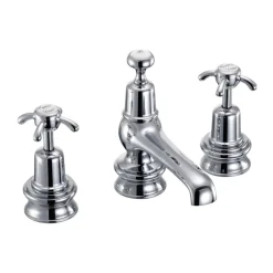 Burlington Anglesey 3 Tap Hole Basin Mixer with Pop-up Waste