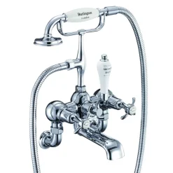Burlington Anglesey Wall Mounted Bath Shower Mixer with Straight Valves & S Adjuster
